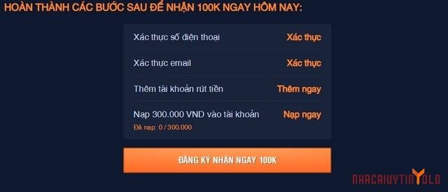 Xác minh tài khoản và nhận ngay thưởng 100k từ nhà cái